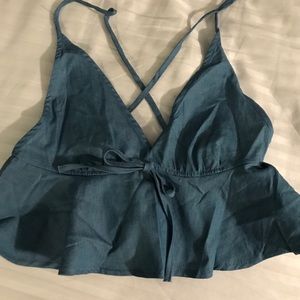 Jean wash tank crop top